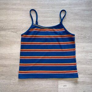 BLUE STRIPED CROP TANK TOP (multi colored)